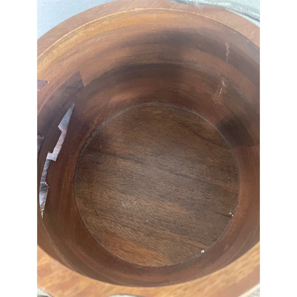 Martha Stewart Wooden Jack O Lantern Candy Bowl Halloween Pumpkin Bucket